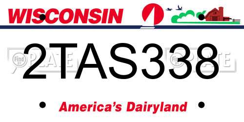 2TAS338 Wisconsin License Plate