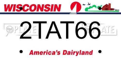 2TAT66 Wisconsin License Plate