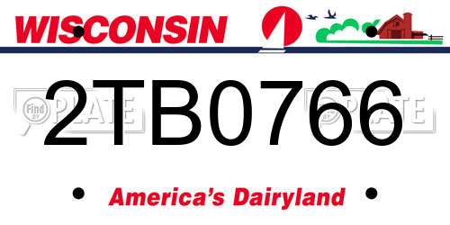 2TB0766 Wisconsin License Plate