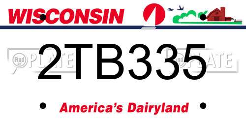 2TB335 Wisconsin License Plate