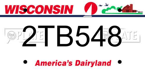 2TB548 Wisconsin License Plate