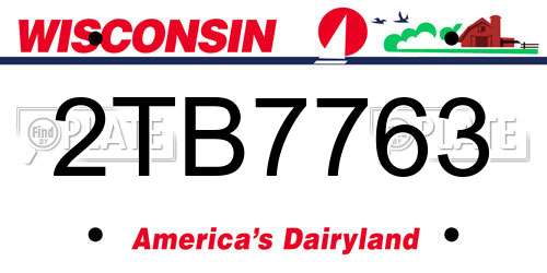 2TB7763 Wisconsin License Plate