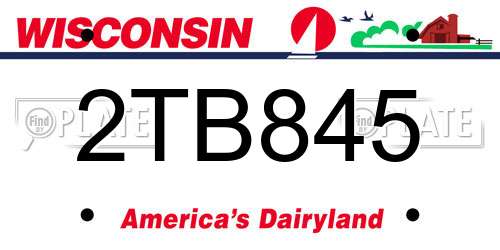 2TB845 Wisconsin License Plate