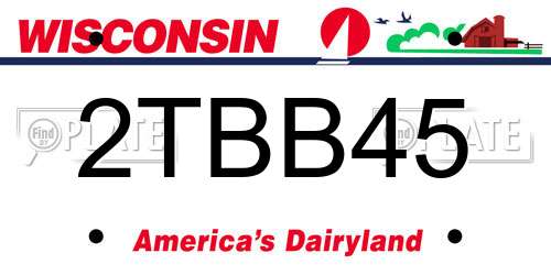 2TBB45 Wisconsin License Plate