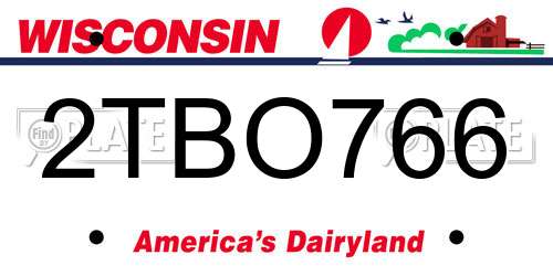 2TBO766 Wisconsin License Plate