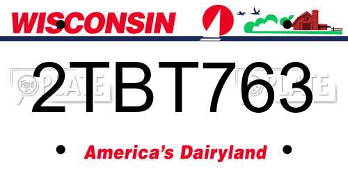 2TBT763 Wisconsin License Plate