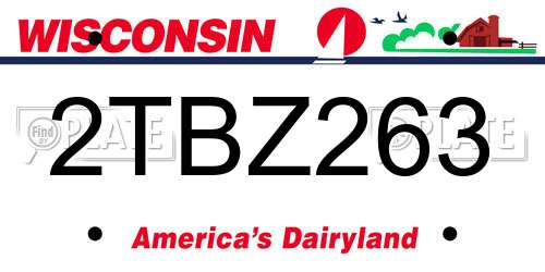 2TBZ263 Wisconsin License Plate
