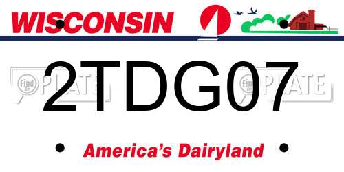 2TDG07 Wisconsin License Plate