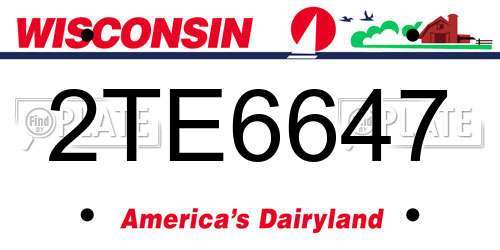 2TE6647 Wisconsin License Plate