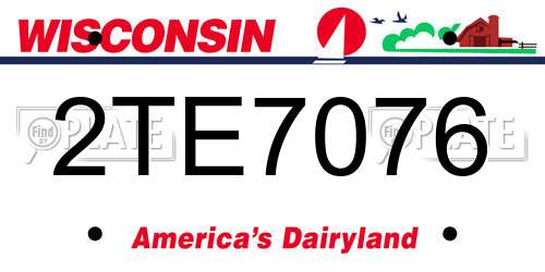 2TE7076 Wisconsin License Plate