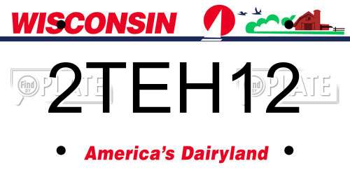 2TEH12 Wisconsin License Plate