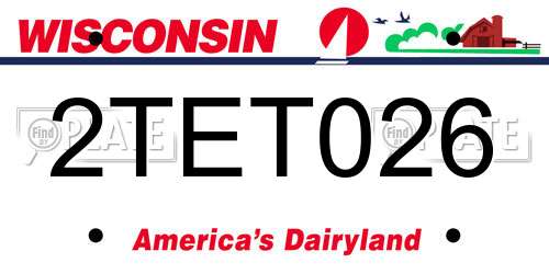 2TET026 Wisconsin License Plate