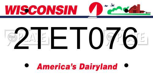 2TET076 Wisconsin License Plate
