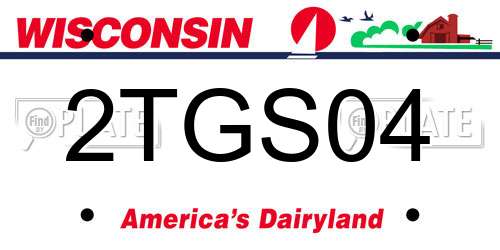2TGS04 Wisconsin License Plate