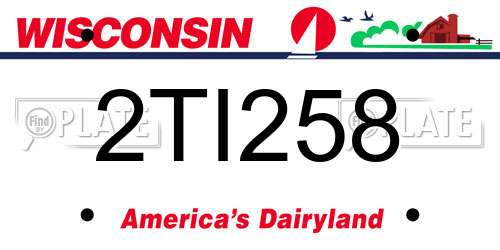 2TI258 Wisconsin License Plate