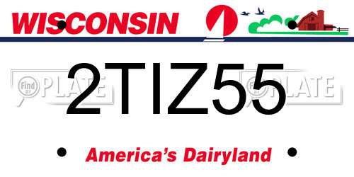 2TIZ55 Wisconsin License Plate