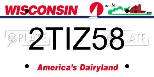 2TIZ58 Wisconsin License Plate