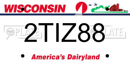2TIZ88 Wisconsin License Plate