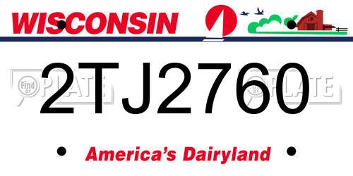 2TJ2760 Wisconsin License Plate