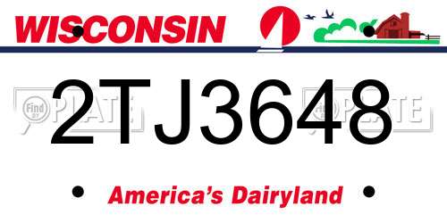 2TJ3648 Wisconsin License Plate