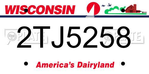 2TJ5258 Wisconsin License Plate