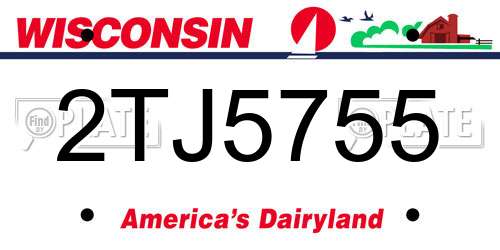 2TJ5755 Wisconsin License Plate