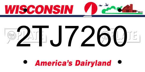 2TJ7260 Wisconsin License Plate