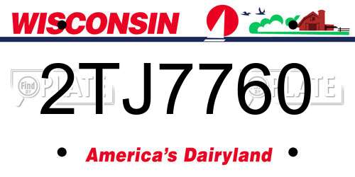 2TJ7760 Wisconsin License Plate