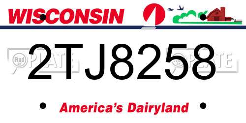 2TJ8258 Wisconsin License Plate