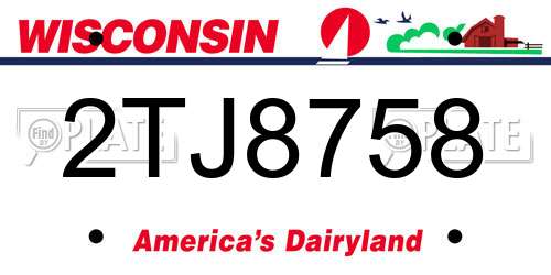2TJ8758 Wisconsin License Plate