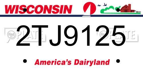 2TJ9125 Wisconsin License Plate