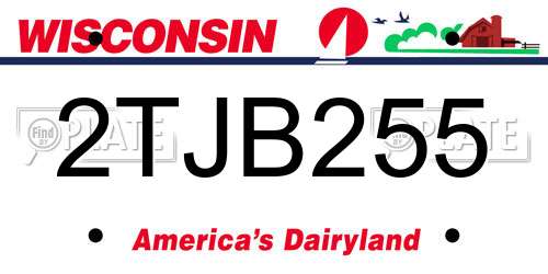 2TJB255 Wisconsin License Plate