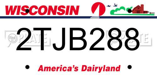 2TJB288 Wisconsin License Plate