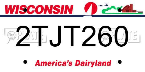 2TJT260 Wisconsin License Plate