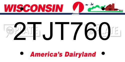 2TJT760 Wisconsin License Plate