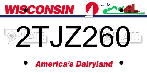 2TJZ260 Wisconsin License Plate