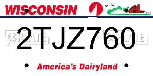 2TJZ760 Wisconsin License Plate