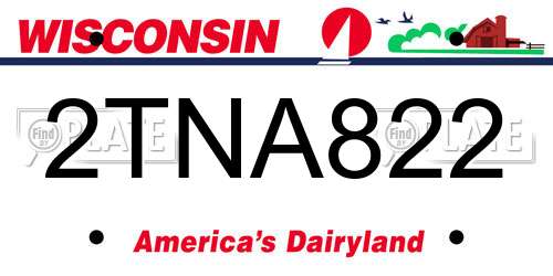 2TNA822 Wisconsin License Plate
