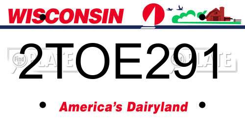 2TOE291 Wisconsin License Plate