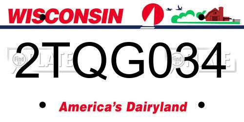 2TQG034 Wisconsin License Plate