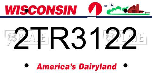 2TR3122 Wisconsin License Plate