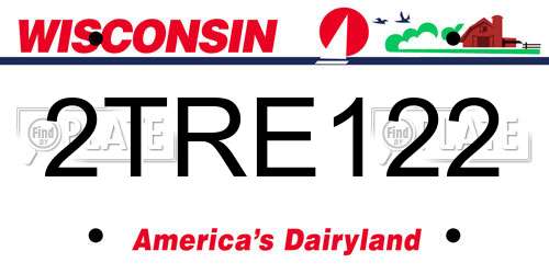 2TRE122 Wisconsin License Plate
