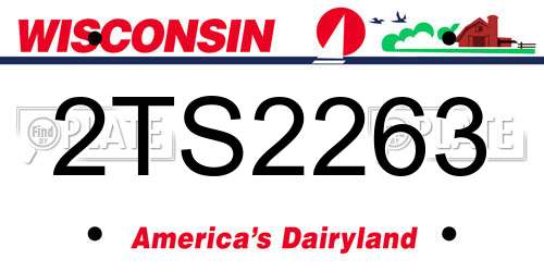 2TS2263 Wisconsin License Plate