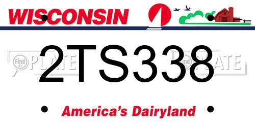 2TS338 Wisconsin License Plate