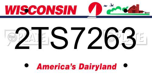 2TS7263 Wisconsin License Plate