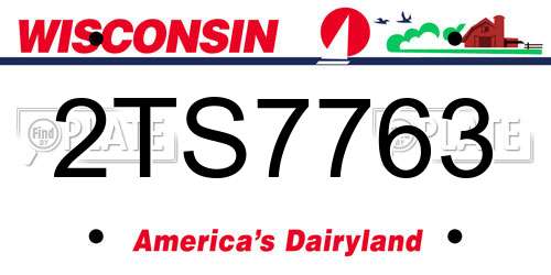 2TS7763 Wisconsin License Plate
