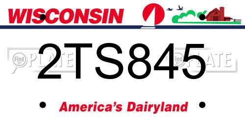 2TS845 Wisconsin License Plate