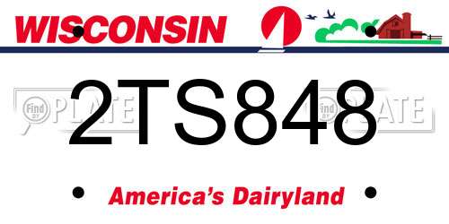 2TS848 Wisconsin License Plate