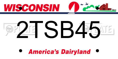 2TSB45 Wisconsin License Plate