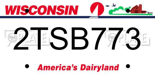 2TSB773 Wisconsin License Plate